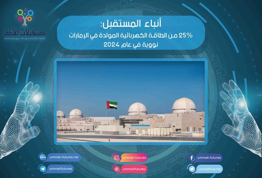 25% من الطاقة الكهربائية المولدة في الإمارات نووية في عام 2024